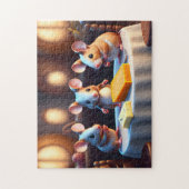 Muisfamilie aan de eettafel legpuzzel (Verticaal)