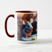 Muisfamilie aan de eettafel mok (Links)