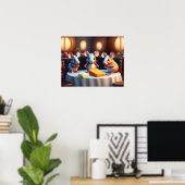 Muisfamilie aan de eettafel poster (Thuiskantoor)