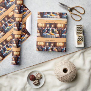 Muisfamilie aan de eettafel, schattig op maat cadeaupapier