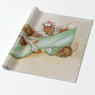 Muisfamilie in een schoen van Beatrix Potter Cadeaupapier