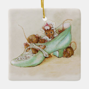 Muisfamilie in een schoen van Beatrix Potter Keramisch Ornament