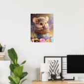 Muisje in een mok zoete lekkernijen gepersonalisee poster (Thuiskantoor)