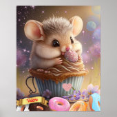 Muisje in een mok zoete lekkernijen gepersonalisee poster (Voorkant)