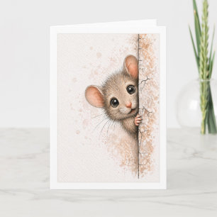 Muisje Kijken Muis Blank Aquarel Klein Dier Kaart