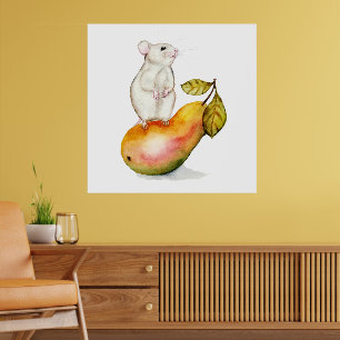 Muisje op een Peer Poster