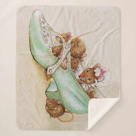 Muisjesfamilie in een schoen door Beatrix Potter Sherpa Deken (Voorkant)