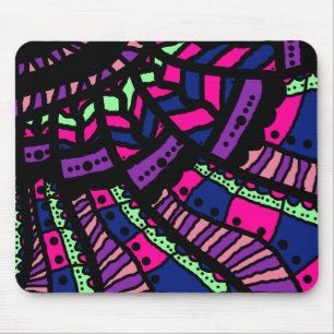 Muismat, Abstract krabbelkunst, heet roze paars bl Muismat