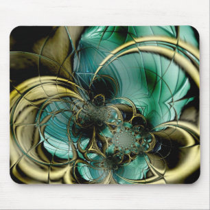 Muismat Abstracte Kunst Metaal Goud Teal Glas
