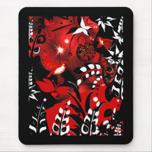 Muismat Aziatische Bloemen Rood Vogels