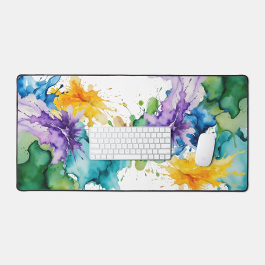 Muismat & Desk Mat met Waterverf Abstracte Vlek (Keyboard & Muis)