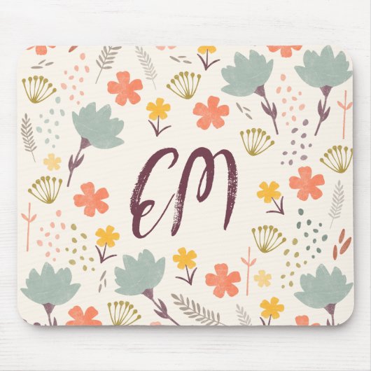 Muismat Monogram en Citaat Boho Flowers (Voorkant)