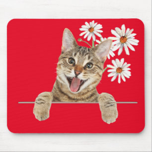 Muismat Tabby Cat en Daisies