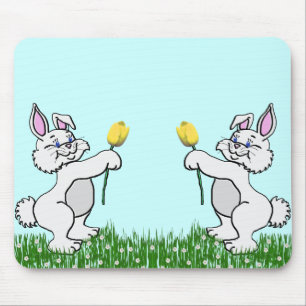Muismat - Twee Bunnies & Tulpen