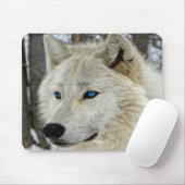 Muismat witte blauwe rode sneeuw Arctic Wolf (Met muis)