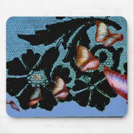 MUISMAT ZWARTE LACE ANTIEK PATROON BUTTERFLIES