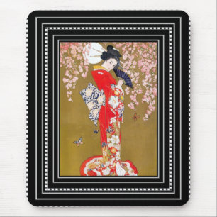 Muismatten Art Japanese Geisha Lady Vintage Poster