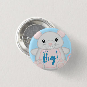 Muismuizen Baby shower blauw Ronde Button 3,2 Cm