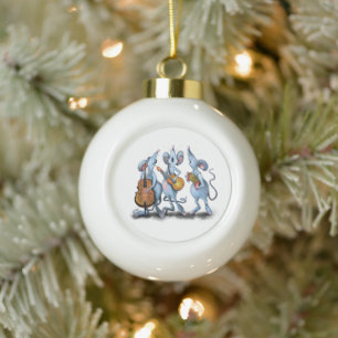 Muismuziek en kerstversiering keramische bal ornament