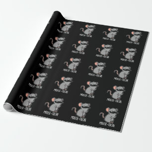 Muistache Funny Mouse Pun Dark BG Cadeaupapier
