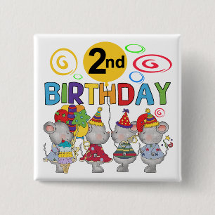Muizen 2e verjaardag T-shirts en geschenken Vierkante Button 5,1 Cm