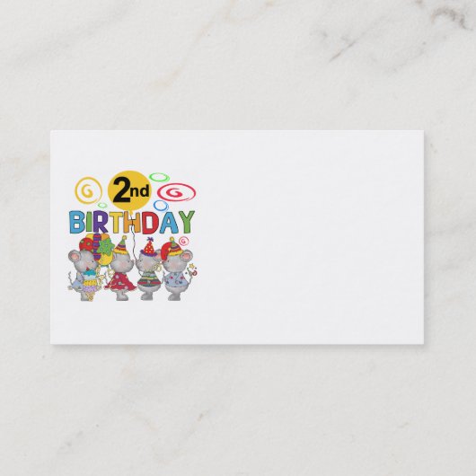 Muizen 2e verjaardag T-shirts en geschenken Visitekaartje (Achterkant)