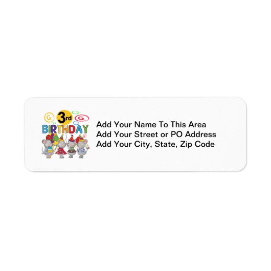 Muizen 3e verjaardag T-shirts en geschenken Etiket (Voorkant)