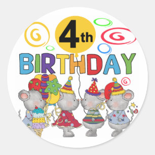Muizen 4e verjaardag T-shirts en geschenken Ronde Sticker