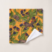 Muizen en bramen op geel bad handdoek (Wasdoekje)
