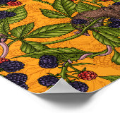 Muizen en bramen op geel poster (Hoek)