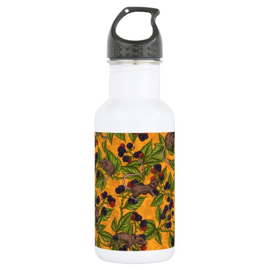 Muizen en bramen op geel waterfles (Voorkant)
