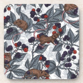 Muizen en bramen op wit bier onderzetter (Voorkant)