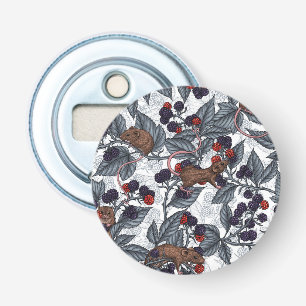 Muizen en bramen op wit button flesopener