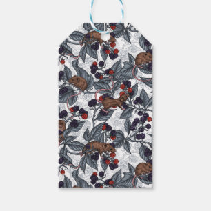 Muizen en bramen op wit cadeaulabel