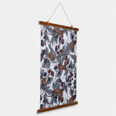 Muizen en bramen op wit hangend wandkleed (Gebogen)