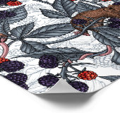 Muizen en bramen op wit poster (Hoek)