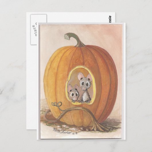 muizen in pompoen briefkaart (Voorkant / Achterkant)