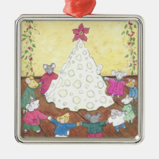 Muizen rond een kaaskerstboom metalen ornament