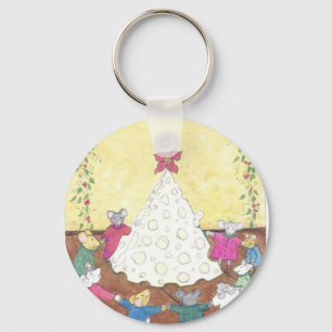 Muizen rond een kaaskerstboom sleutelhanger