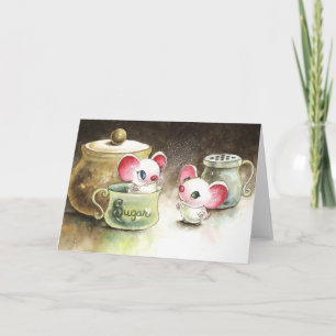 Muizen spelen met suiker kaart