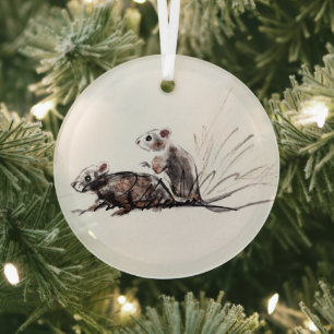 Muizen van Hevener Glas Ornament