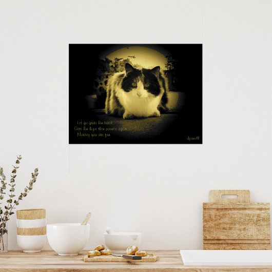 Muizen zijn vun Peep Hole Kat Haiku Poster (Keuken)