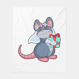 Muizenbruid met sluier & geschenk.PNG Fleece Deken