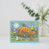 MUIZENHUIS, MUIZENTJE, TRICK OR TREAT HALLOWEEN BRIEFKAART (Staand voorkant)