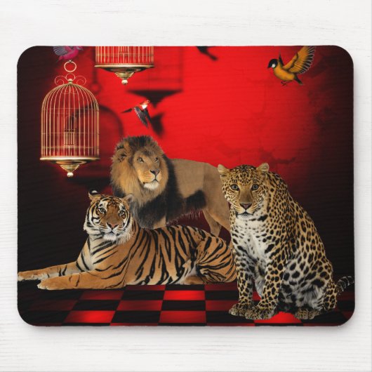 Muizenstapeldieren Tijger Luipaard Leeuwenvogels Muismat (Voorkant)