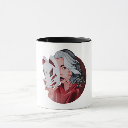 Mujina rouge et noire Illustration Mug (Centre)