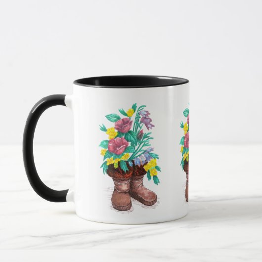 Mukluk Flower Boots Coffee Cup Mug (Gauche)