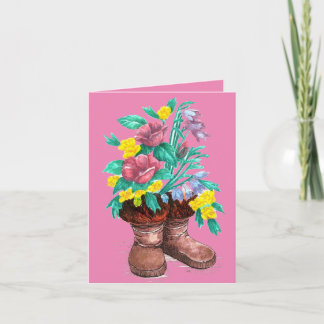 Mukluks avec fleurs Carte de remerciements de conc