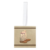 Mukluks op oud papier kubus ornament (Voorkant)