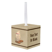 Mukluks op oud papier kubus ornament (Achter hoekig)